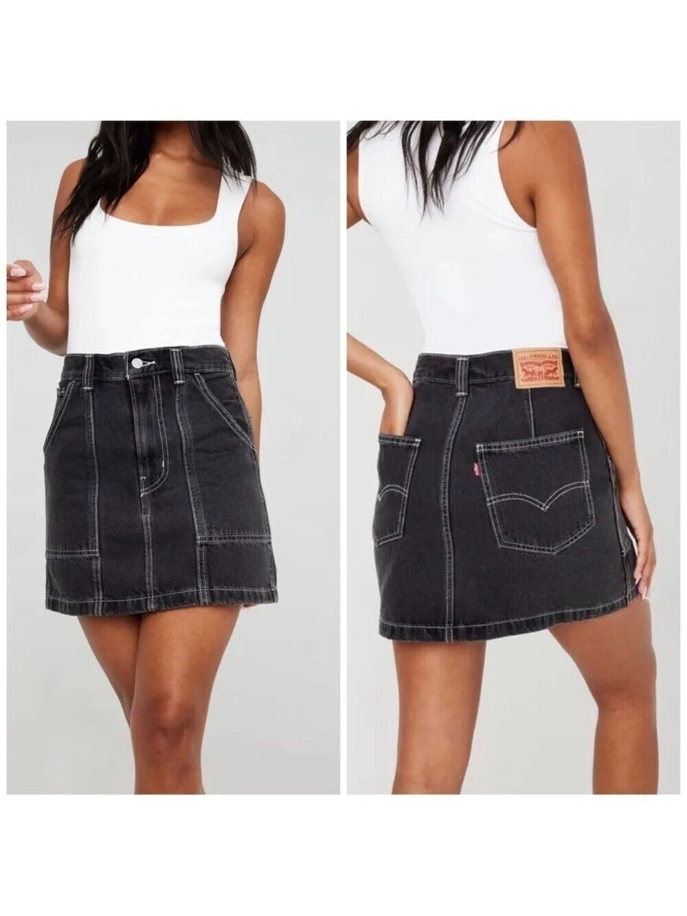 Levi's Carpenter Non-Stretch Denim Black Jean Mini Skirt